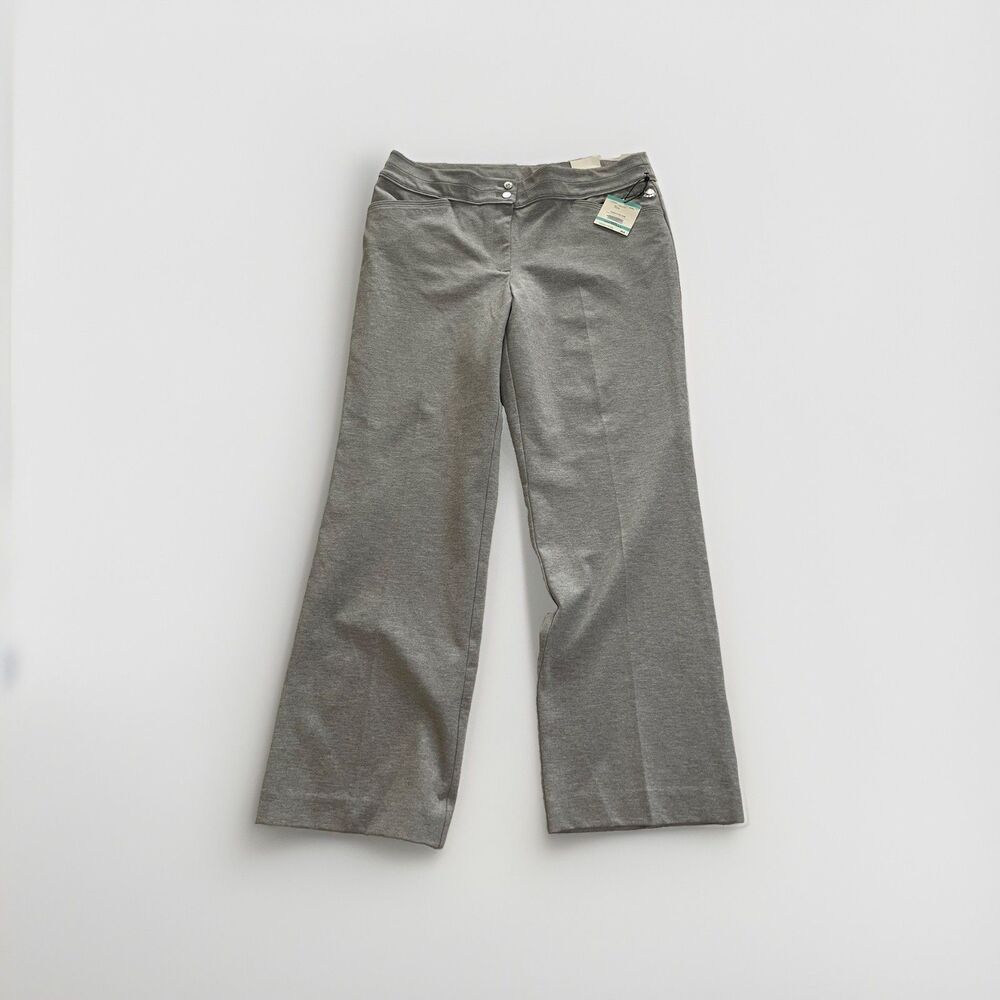 Anne Klein Womens Size 16 Heather Gray Wide Leg Dress Pants NWT Double Button